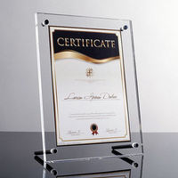Cadre de certificat en acrylique personnalisé, directement de l'usine, avec support, porte-photo transparent en PMMA, avec vis de montage et base de support