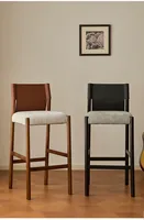 Chaise de bar moderne en bois massif empilable, légère, durable, écologique, avec accoudoirs fixes, pieds en fer, pour usage commercial et domestique