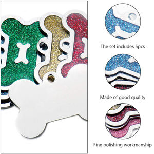 Etiquetas de nombre de identificación de Mascota de lujo personalizadas, colgante de collar con forma de hueso brillante, Collar de etiqueta de perro de gato metálico grabado a prueba de agua - Product Image 6