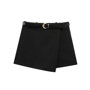 <span class=keywords><strong>Jupe</strong></span>-<span class=keywords><strong>short</strong></span> décontractée tendance à fente avant, couleur noire, vente flash pour femmes - Product Image 1