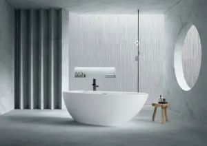 Aangepast Formaat Badkuip Luxe Badkamer Vrijstaand Kunstwit Acryl Badkuip Met Massief Oppervlak