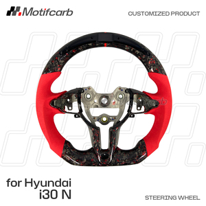 Volante de Fibra de Carbono Forjado Rojo con Pantalla LED de RPM Personalizada para Hyundai Elantra N I30N I20N N-line N-Series 2018-2026 - Product Image 3
