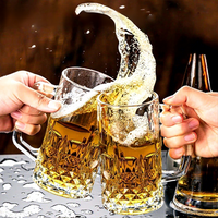 Verre à bière épais de 500 ml avec poignée, style nordique, réutilisable, compatible lave-vaisselle, cadeau d'affaires pour KTV, bar, bière pression
