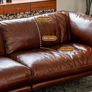 Divano Sezionale in Vera Pelle Stile Vintage, Estensibile, per Arredamento Casa e Hotel, Elegante Arredamento per Soggiorno - Product Image 4
