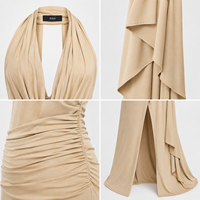 Robe longue de soirée fendue à col drapé et dos nu, personnalisée OEM/ODM, marque privée, vente en gros, fabricant Anjie