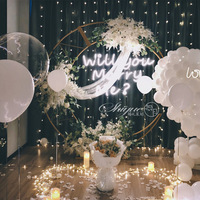 Nouvelle Arche de Lune en Fer Portable pour Décoration de Scène de Mariage, Toile de Fond 2m x 1.75m pour Fond de Mariage