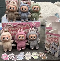 Официальный POPMART LABUBUU: Захватывающая серия Blind Box Macaron V1 - Плюшевый брелок 17 см, набор из 6 запечатанных коробок, оптом, в наличии