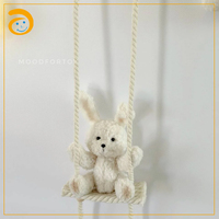 Ensemble de décoration murale neutre pour chambre de bébé, lumières LED nuages moelleux avec échelle en corde et ornement ours en peluche pour chambre d'enfant