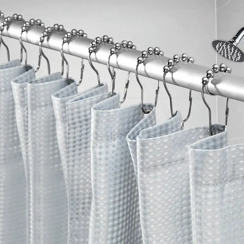 Accessoires de salle de bain en fer en gros d'usine cinq perles tringles de douche crochets de rideau