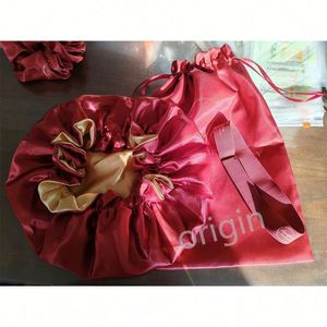 Custom Logo Hair Bonnet Digital Printing Drawstring <b>Wig</b> Bag Adjustabele Satin Bonnets and Elastic <b>Band</b> Set for Women Gift - Product Image 2