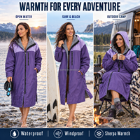 Parka da Nuoto Personalizzato con Blocchi di Colore, Impermeabile, Antivento, Foderato in Pile Sherpa, con Cerniera a Doppio Senso