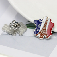 Souvenir touristique amérique France italie australie personnalisé métal carte du monde drapeau émail épinglette Badge pour sac vêtements