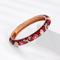 Daili Elegante Rubin-Rot Emaille Blume Armreif Mode Armreif Benutzer definierte Armbänder Schmuck Frauen