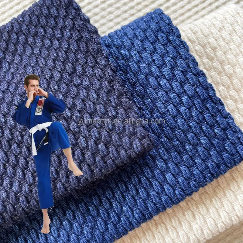Setelan Jiu Jitsu Gi Brasil kain Jacquard 100% katun tebal berat putih biru