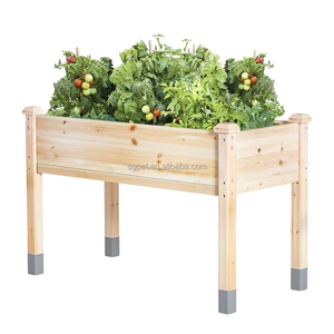 Grand bac à jardin surélevé classique et écologique, bac à plantes rectangulaire d'extérieur pour légumes, bac à plantes surélevé en bois de sapin avec pieds - Product Image 4