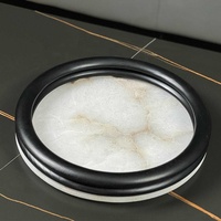 STONEKOCC Plateau en marbre blanc d'albâtre espagnol, style Art Déco, accessoires créatifs pour la maison, plat décoratif pour fruits, pour modèle