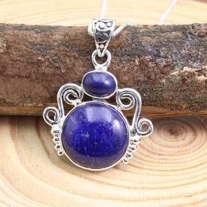 <b>Lapis</b> <b>Lazuli</b> <b>Pendant</b> Necklace Handmade Sterling Silver Gemstone Necklace for Her with Rhodium and Gold Plating - Product Image 1