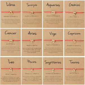 Pulsera de plata y oro con signo del zodiaco, horóscopo, cuerda trenzada ajustable, amistad, joyería de regalo, 12 Uds., venta al <span class=keywords><strong>por</strong></span> mayor - Product Image 5