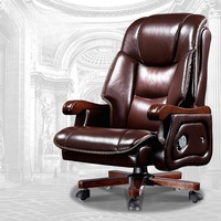 Chaise de bureau inclinable en bois à dossier haut chaise de patron bureau avec repose-pieds
