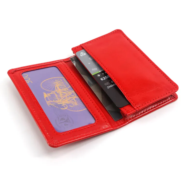 Individuelles Logo Lederausrüstung für Visitenkarte Inhaber Kreditkarte Brieftasche mit Kunststoff-ID-Fenster