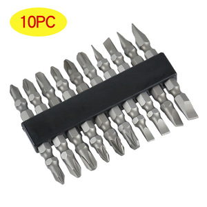 10Pc Double-Ended Screwdriver Bits 65Mm S2 Steel Phillips Flathead Set With Black Frame - Product Image 1