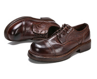 Chaussures Derby pour Homme Personnalisées Modèle MOROSO 8118 à Lacets, en Cuir de Cheval Lavé, à Bout Cap Toe, Cousu Goodyear, Teinture à la Rouleau, Tannage au Tambour