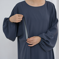 Robes pour Femmes, Abaya d'Allaitement Douce en Nida pour Mères, Vêtement Islamique avec Fermeture Éclair Latérale à l'Avant, Robe Abaya d'Allaitement à Manches Bouffantes