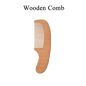 Juego de 3 piezas de cepillos y peines para bebé: cepillo de champú de lana suave y peine de madera, cepillo de pelo de madera natural con cojín de aire para bebé - Product Image 5