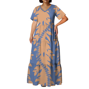 <span class=keywords><strong>Vestido</strong></span> de Playa con Estampado Tribal Polinesio Personalizado de Diseño Nuevo, <span class=keywords><strong>Vestido</strong></span> de Manga Corta Estilo <span class=keywords><strong>Hawaiano</strong></span> con Volantes en Capas <span class=keywords><strong>para</strong></span> <span class=keywords><strong>Mujer</strong></span>, <span class=keywords><strong>Vestido</strong></span> con Cuello en V - Product Image 4