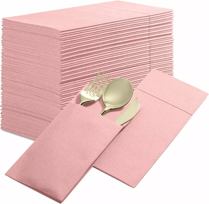 <span class=keywords><strong>Serviettes</strong></span> invitées jetables personnalisées avec logo, aspect lin, douces et absorbantes, en <span class=keywords><strong>papier</strong></span> Airlaid avec poche pour couverts - Product Image 4
