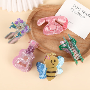 Kinling OEM diseño dibujos animados burro abeja Mariquita en resina material acrílico transparente creativo pinzas para el pelo de tiburón para niños - Product Image 2