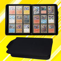 Porte-cartes Top Loader avec fermeture éclair en cuir PU noir, capacité 3x4 pouces, pour cartes de sport et de jeux TCG