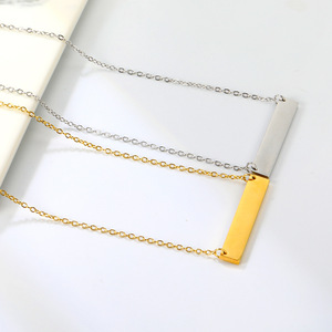 Collar Geométrico de Acero Inoxidable, Largo y Sencillo, Regalo para Parejas, Diseño de Barra Horizontal, Color Plata y Oro - Product Image 1