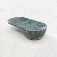 Table basse Dream Home Radiant en marbre vert, base demi-sphère, plateau ovale irrégulier en forme de haricot, sculpture organique, table centrale de salon