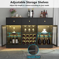 Meuble bar à vin en panneaux de bois écologiques avec éclairage LED, étagères réglables, rangement pour café et bar, pour la maison
