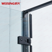 Weixing Factory Direct Cabine de douche d'hôtel Noir mat 304 Acier inoxydable encadré Porte de douche en verre trempé articulée