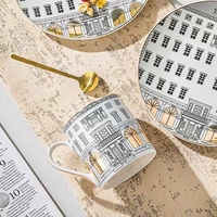 Conception architecturale romaine de luxe avec lumière nordique et logo personnalisé tasse à café en céramique thé lait avec trait d'or tasse en porcelaine moderne