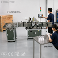 Machine d'étiquetage automatique rotative pour bouteilles rondes, bouteilles en verre, contenants en plastique, production continue, fonctionnement stable