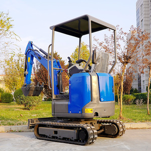 Mini-excavatrice sur chenilles, couleur bleue, petit rayon de braquage, pour le démolissement et le creusement de routes, EZ C16 - Product Image 1