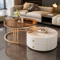 Mesa de Centro Moderna y Elegante con Diseño de Esquinas Redondeadas, Espacio de Almacenamiento Oculto Integrado, Duradera, Muebles para el Hogar, Sala de Estar