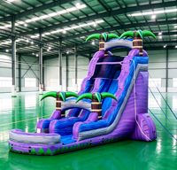 Toboggan aquatique gonflable en PVC sur le thème tropical pour enfants avec piscine extérieure, certifié CE, garantie de 3 ans