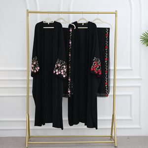 Loriya Embroidery Dubai Abaya 2025 Modest Open Abaya with Matching Hijab Abaya Women Muslim Dress Islamic Womens Clothing