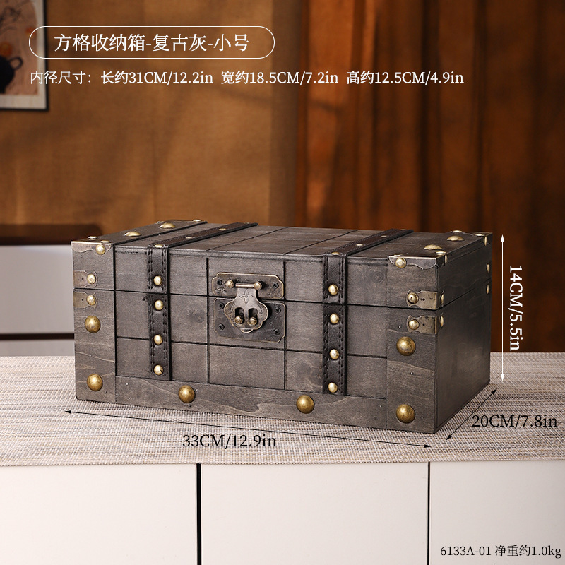 6133A-01 กล่องเก็บของแบบตาราง - สีเทารีโทร - ขนาดเล็ก