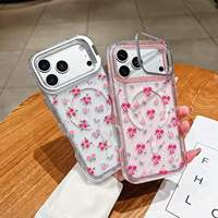 Coque de téléphone 3-en-1 de luxe 360° avec fleurs et paillettes pour iPhone 18 17 Air 16 Pro Max 15 14 13 12, en PC et TPU, antichoc pour femme
