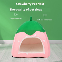 Coussin pour animaux de compagnie en forme de fraise, housse lavable, doux, chaud et confortable, pour chatons et chiens, tapis en peluche pour petits animaux, décoration intérieure pour l'hiver