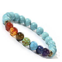 Bracelet en pierres semi-précieuses 7 chakras, cristaux naturels pour la guérison, yoga, soulagement du stress, Reiki, extensible, personnalisable, durable