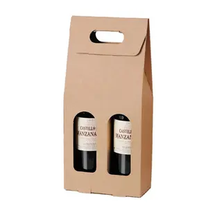 Yüksek kaliteli 2 şişe hediye seti şarap kağit kutu özelleştirilmiş şarap kutusu kolu ile