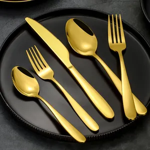 30 Pcs Restaurant Golden Modern Bulk Stainless Steel Cutlery Dinnerware Set Gold Flatware Set Metal CLASSIC MODERN