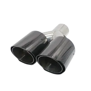 NS89-63L光泽双黑色排气尖端碳纤维改性排气管为Akrapovic风格