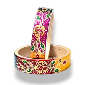 Bracelets Flora Fantasia en laque, bijoux ethniques traditionnels faits à la main pour femmes, pour mariage, festival, soirée et style quotidien. - Product Image 3